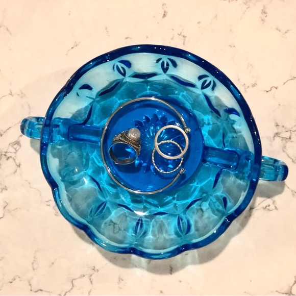 Vintage Anchor Hocking Laser Blue Glass Tray - Picture 4 of 5